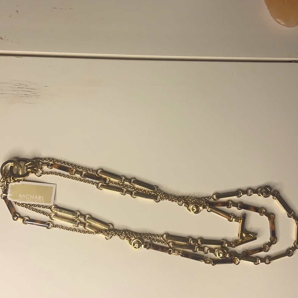 SOLD!!Michael Kors 3 layer tortoise/ gold necklace NWT